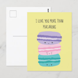 Ik hou meer van je dan van Macarons Kawaii Pastel  Briefkaart