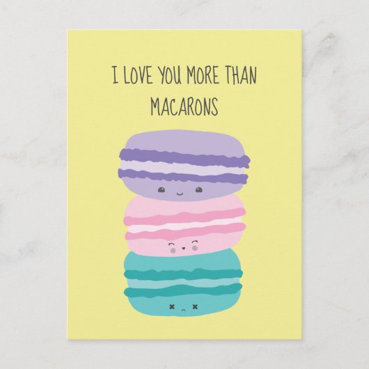 Ik hou meer van je dan van Macarons Kawaii Pastel  Briefkaart (Voorkant)