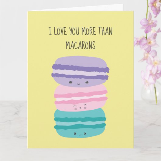 Ik hou meer van je dan van Macarons Kawaii Pastel  Kaart (Orchidee)