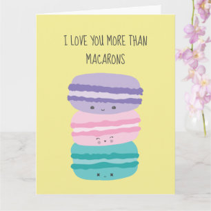 Ik hou meer van je dan van Macarons Kawaii Pastel  Kaart