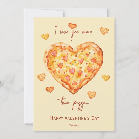 Ik hou meer van je dan van pizza grappige Valentij Feestdagenkaart (Voorkant)
