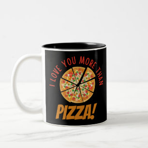 Ik hou meer van je dan van Pizza Tweekleurige Koffiemok