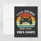 Ik hou meer van je dan van videogames feestdagenkaart (Voorkant / Achterkant)