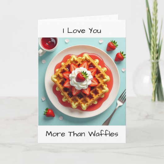 Ik hou meer van je dan van wafels | Gelukkig Jubil Kaart (Voorkant)