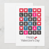 Ik hou meer van je dan woorden Valentijnsdag Feestdagenkaart (Voorkant / Achterkant)
