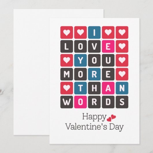 Ik hou meer van je dan woorden Valentijnsdag Feestdagenkaart (Voorkant / Achterkant)