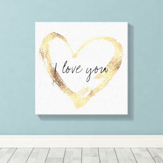 Ik hou meer van je gouden hart canvas afdruk (Insitu (Houten vloer))
