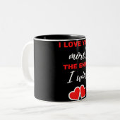 Ik hou meer van je! Het einde. Ik win! Tweekleurige Koffiemok (Voorkant links)
