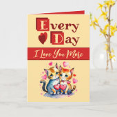 Ik hou meer van je katten rode gele Valentijn Kaart (Gele Bloem)