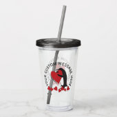 Ik hou meer van je! Penguin en Red Heart Acryl Drinkbeker (Achterkant)
