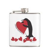 Ik hou meer van je! Penguin en Red Heart Heupfles (Voorkant)