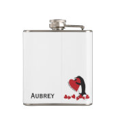 Ik hou meer van je! Penguin en Red Heart Heupfles (Achterkant)