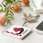 Ik hou meer van je! Penguin en Red Heart Sleutelhanger (Zijkant)