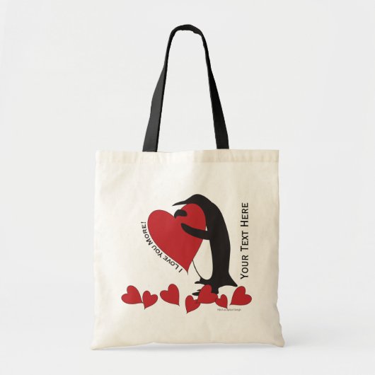 Ik hou meer van je! Penguin en Red Heart Tote Bag (Voorkant)
