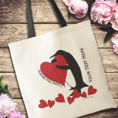 Ik hou meer van je! Penguin en Red Heart Tote Bag