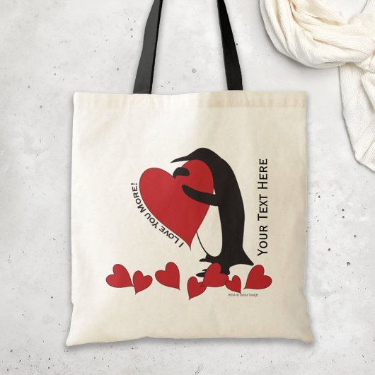 Ik hou meer van je! Penguin en Red Heart Tote Bag