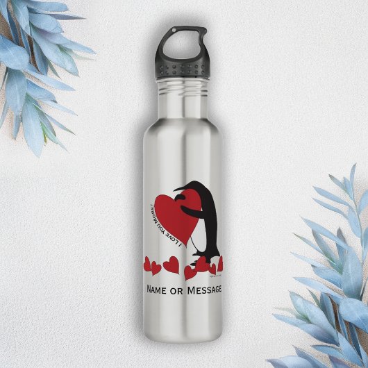 Ik hou meer van je! Penguin en Red Heart Waterfles