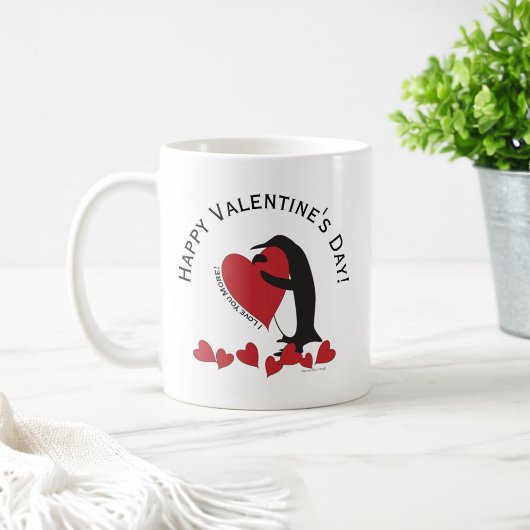 Ik hou meer van je! Penguin Red Heart Valentijn Koffiemok