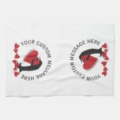 Ik hou meer van je! Pinguïn rood hart Theedoek (Horizontaal)