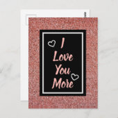 Ik hou meer van je roze roze roodbruine glitter briefkaart (Voorkant / Achterkant)