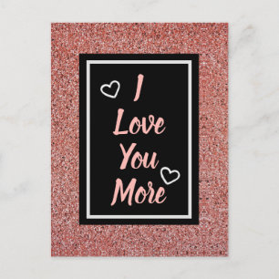 Ik hou meer van je roze roze roodbruine glitter briefkaart
