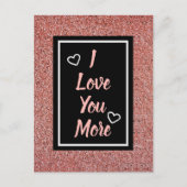 Ik hou meer van je roze roze roodbruine glitter briefkaart (Voorkant)