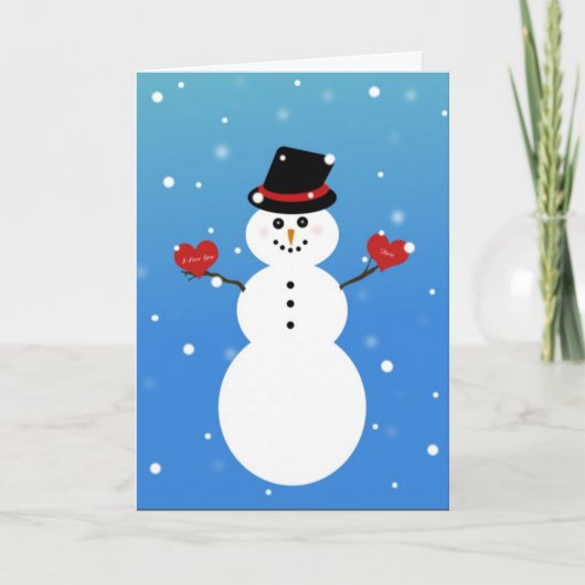 Ik hou meer van je, Snowman Feestdagen Kaart (Voorkant)