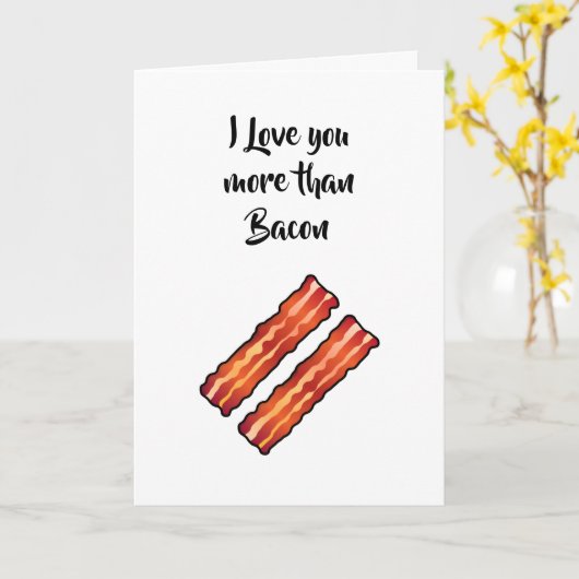 Ik hou meer van jou dan Bacon Kaart in het wit (Gele Bloem)