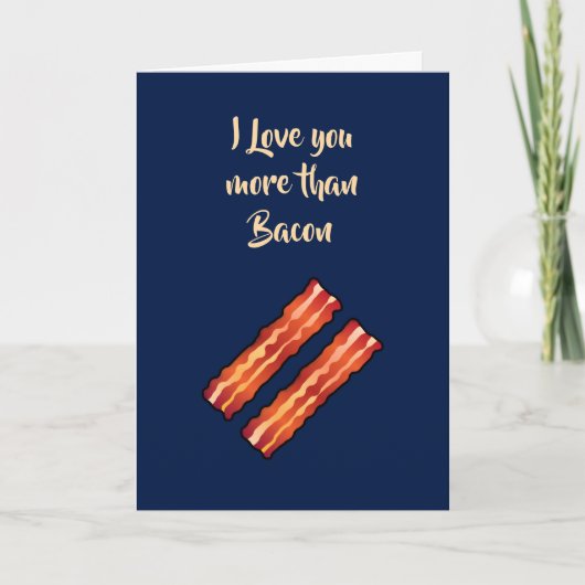 Ik hou meer van jou dan van Bacon Kaart in marineb (Voorkant)