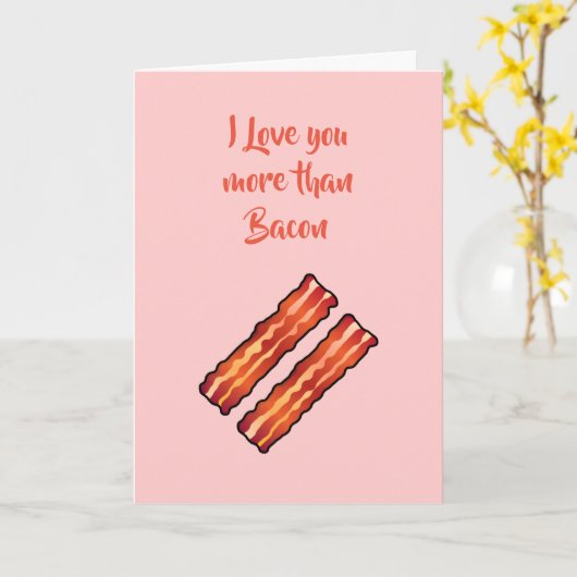 Ik hou meer van jou dan van Bacon Kaart in roze (Gele Bloem)