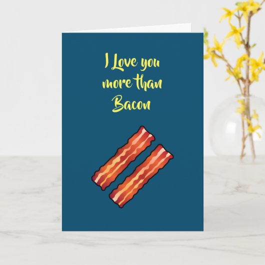 Ik hou meer van jou dan van Bacon Kaart in turkooi (Gele Bloem)