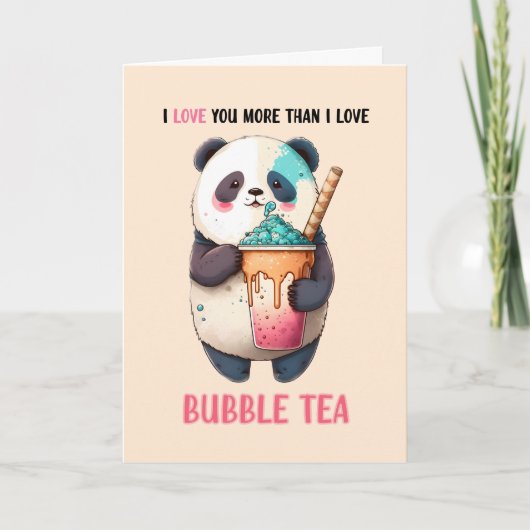 Ik hou meer van jou dan van bubble tea cute panda kaart (Voorkant)