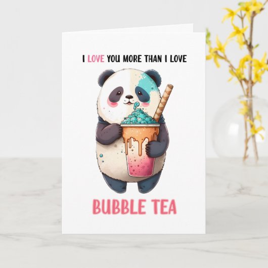 Ik hou meer van jou dan van bubble tea kawaii pand kaart (Gele Bloem)
