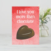 Ik hou meer van jou dan van chocolade feestdagenkaart (Staand voorkant)