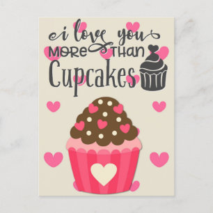 Ik hou meer van jou dan van Cupcakes Ansichtkaart Briefkaart