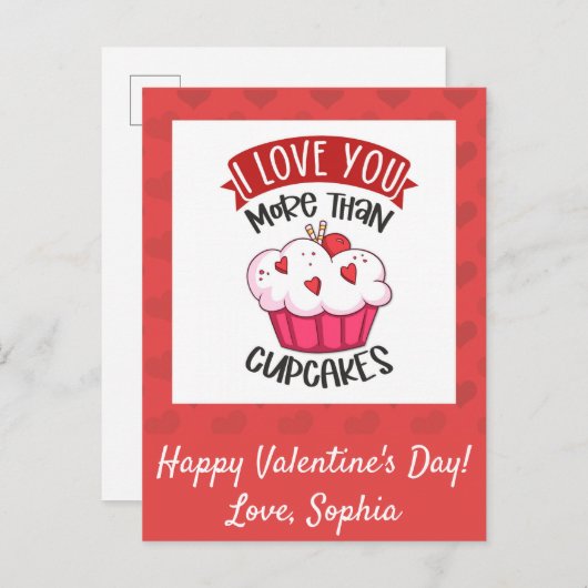 Ik hou meer van jou dan van Cupcakes Briefkaart (Voorkant / Achterkant)