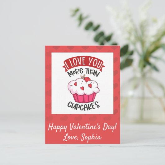 Ik hou meer van jou dan van Cupcakes Briefkaart (Staand voorkant)