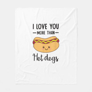 Ik hou meer van jou dan van hotdogs, grappige wors fleece deken