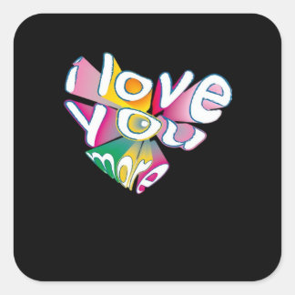 Ik hou meer van jou Elegante stijl  Vierkante Sticker