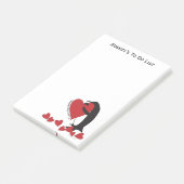 Ik hou meer van jou! Pinguïn en Rode Hart Post-it® Notes (Schuin)