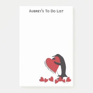 Ik hou meer van jou! Pinguïn en Rode Hart Post-it® Notes
