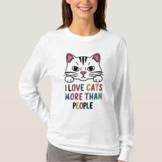 Ik hou meer van katten dan van mensen die lange mo t-shirt