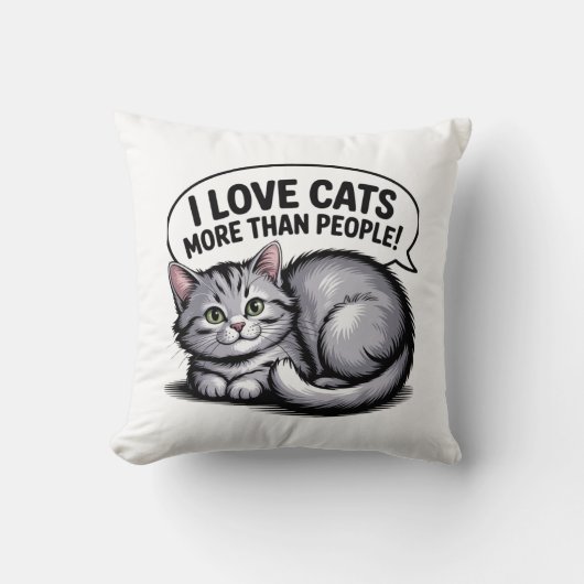 Ik hou meer van katten dan van mensen." kussen (Voorkant)