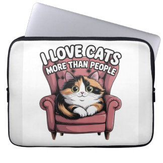 Ik hou meer van katten dan van mensen laptop sleeve