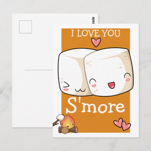 Ik hou meer van Kawaii Marshmallow Briefkaart (Voorkant / Achterkant)