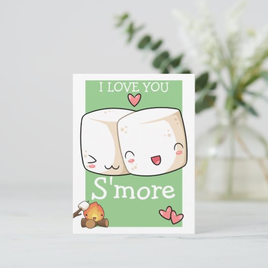 Ik hou meer van Kawaii Marshmallow Briefkaart (Staand voorkant)