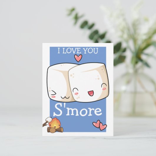 Ik hou meer van Kawaii Marshmallow Briefkaart (Staand voorkant)