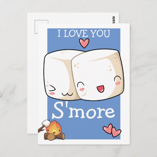 Ik hou meer van Kawaii Marshmallow Briefkaart (Voorkant / Achterkant)