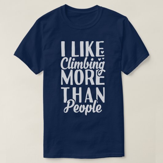 Ik hou meer van klimmen dan van mensen t-shirt (Design voorkant)