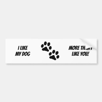 Ik hou meer van mijn hond dan van jou. Bumperstick Bumpersticker